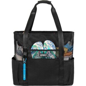 Women's Black Mesh Beach Tote Waterproof Sandproof Foldable Beach Bag